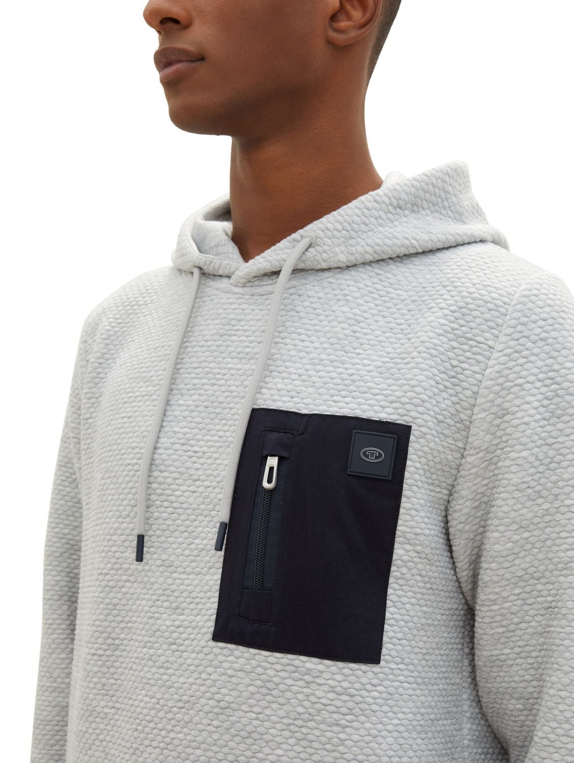 TOM TAILOR Hoodie QUILTED HOODIE aus Mischgewebe