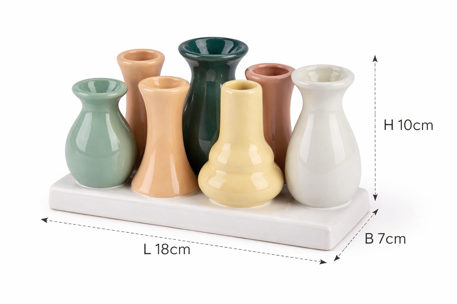 WestCraft Dekovase Handgefertigte kleine Keramik Deko Blumenvasen Set aus 7 Vasen in bunt (1 St), dekorative Keramikvasen auf festem Sockel, hübsche Mini Vase – Bild 5 von 5