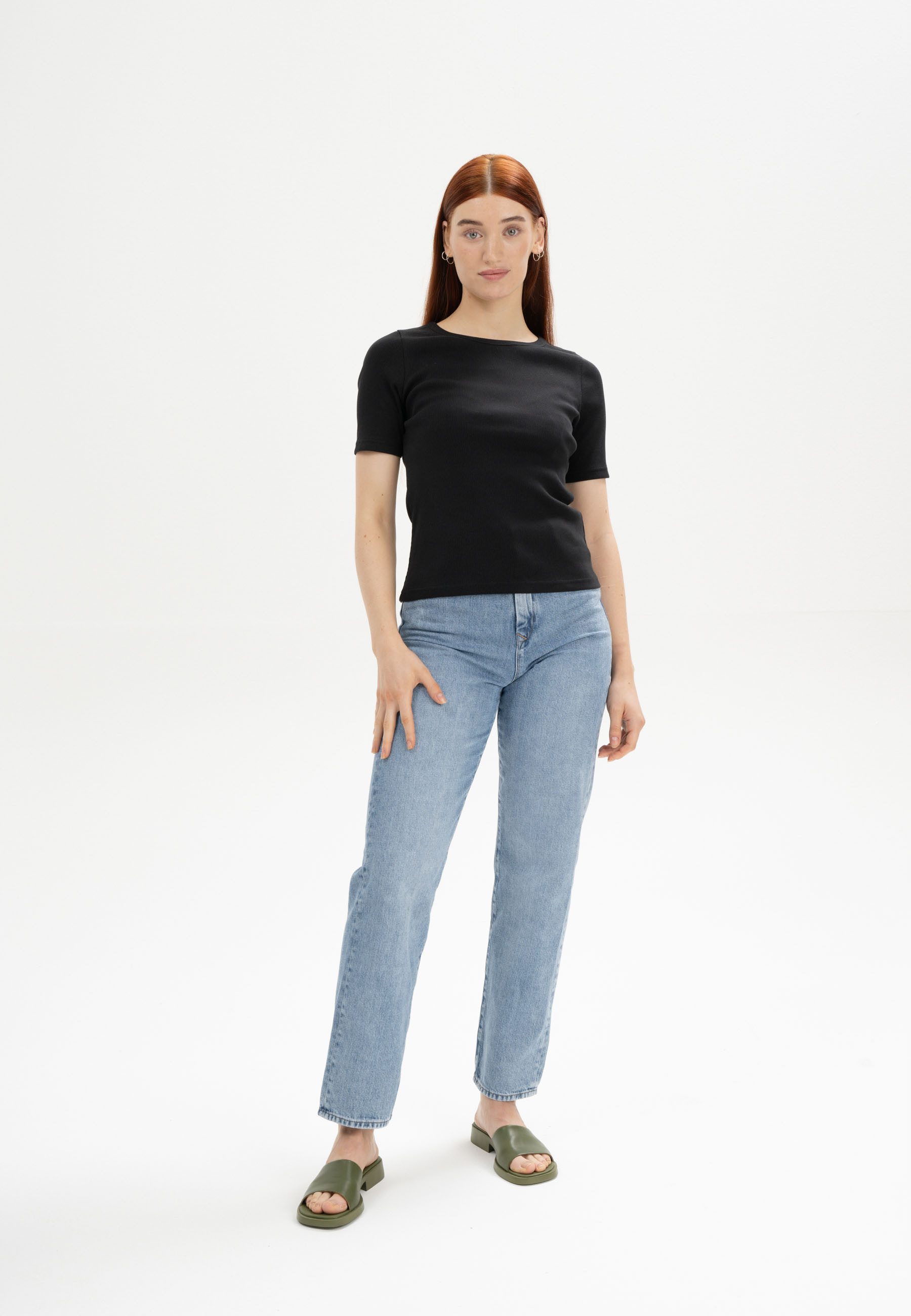 MELA Kurzarmshirt Ripp T-Shirt Style JASLEEN Kurze Ärmel