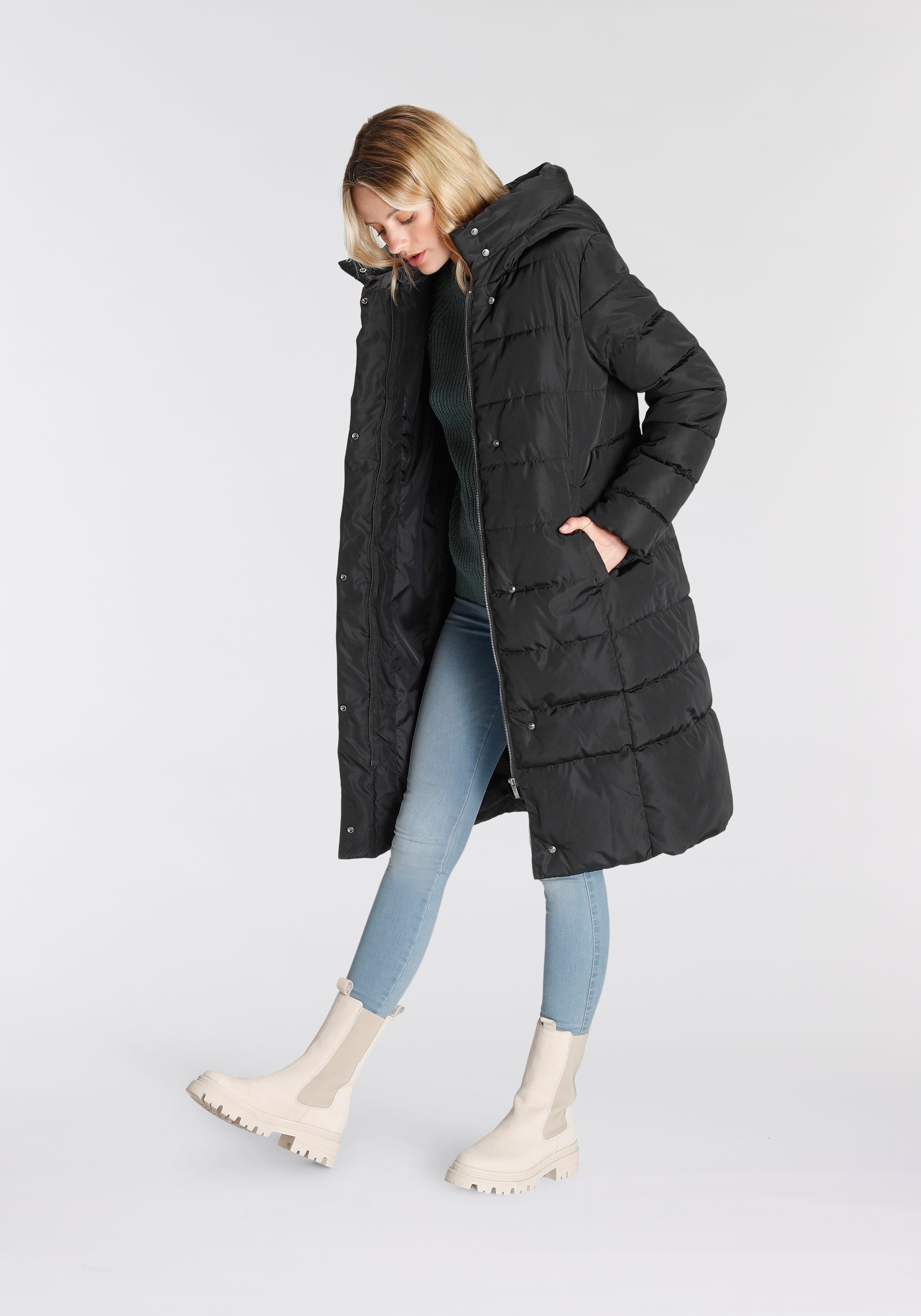 ONLY Steppmantel COAT LONG PUFFER ONLTINA OTW Kapuze Black X mit