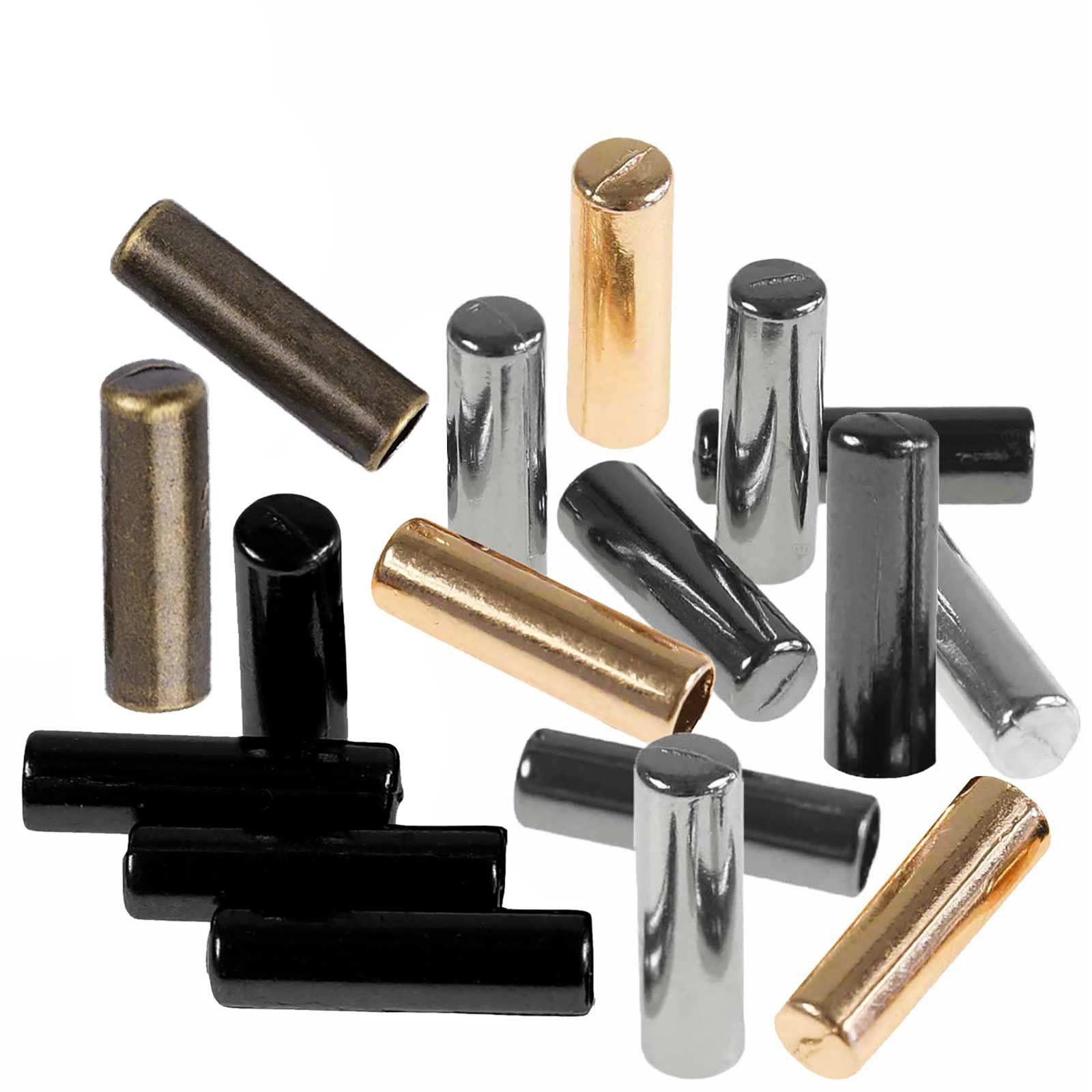 maDDma Knopf 10er Kordelenden Metall 5x17mm für 4mm Kordel, Schnur Endstück