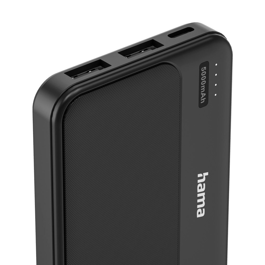 Hama Powerbank 5000 mAh mit 2x USB-A und USB-C Anthrazit Powerbank, Fast Charge, LED-Kapazitätsanzeige, 2x USB-A, Schutzfunktionen – Bild 4 von 5