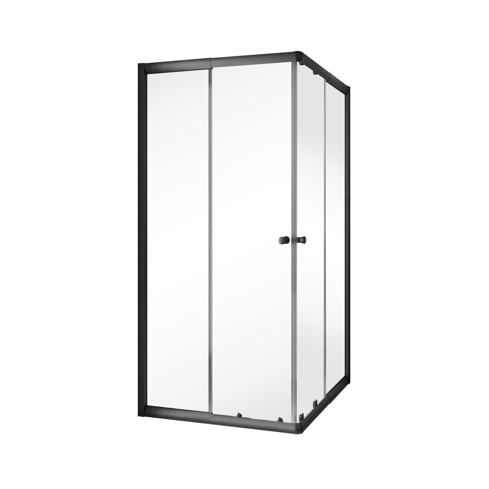 Schulte Eckdusche Corner 180 cm Höhe, BxT: 90x80 cm, Sicherheitsglas, Eckeinstieg Schiebetüren Schwarz