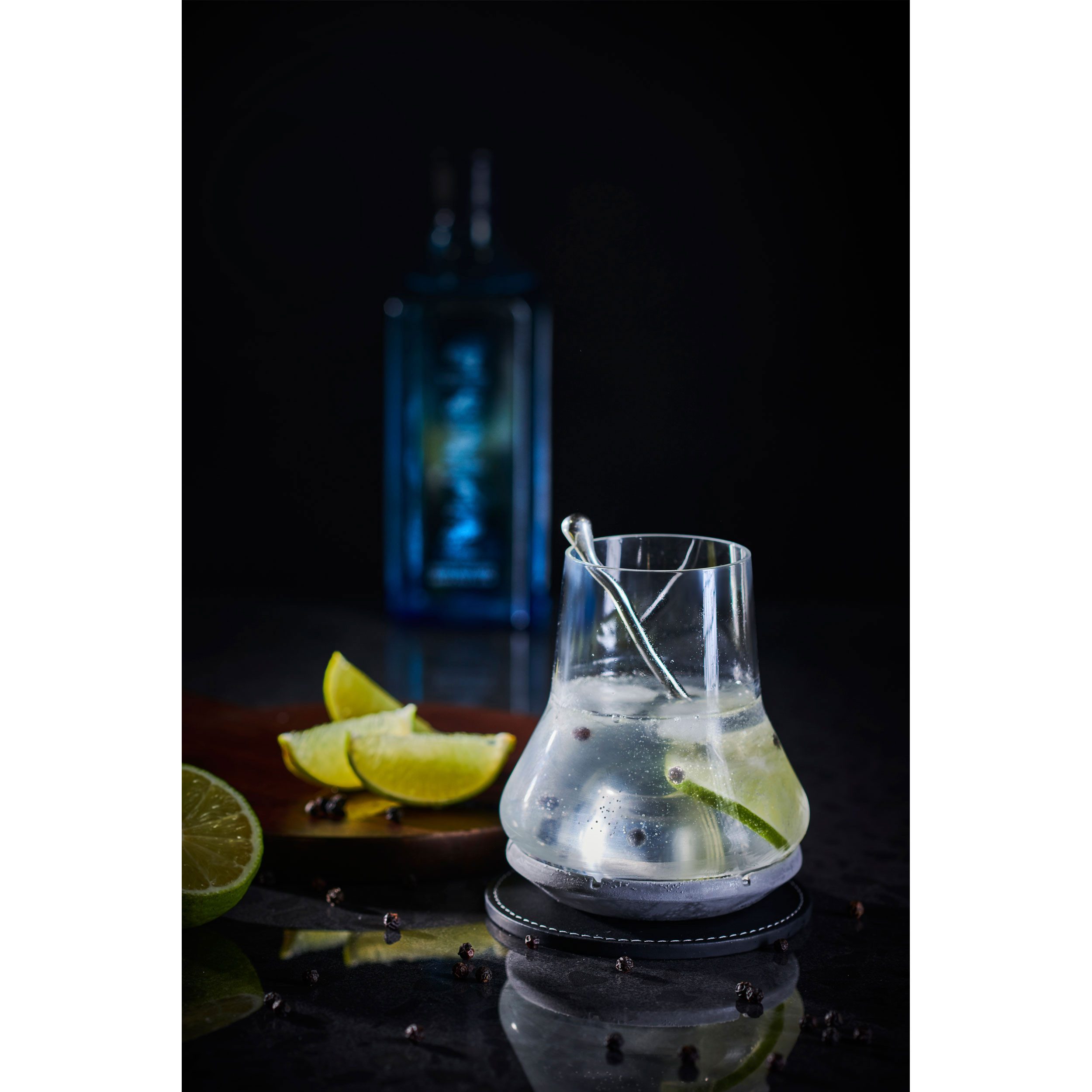 PEUGEOT Whiskyglas LES IMPITOYABLES Degustationsset Whisky Dreiteilig Glas mit Untersetze