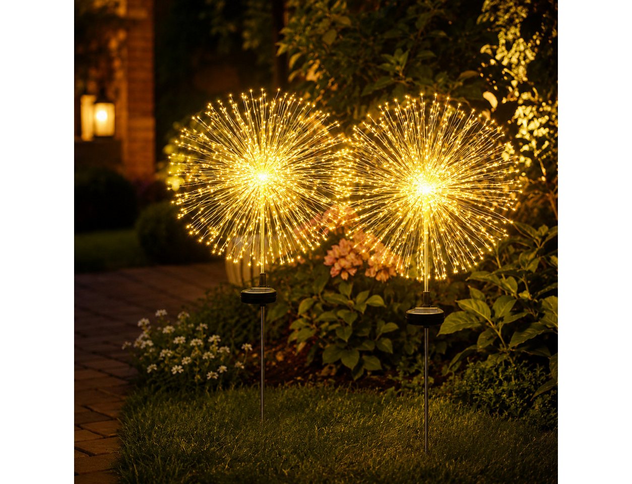 pedete LED Solarleuchte LED Solarleuchte Solarlampen Garten 120 LED Feuerwerk Solarleuchten, gartendeko, solarlampen für außen, Warmweiß, Tageslichtweiß, Leuchtmittel, Wetterfest Pusteblume Solarlampen 8 Modi mit Erdspieß