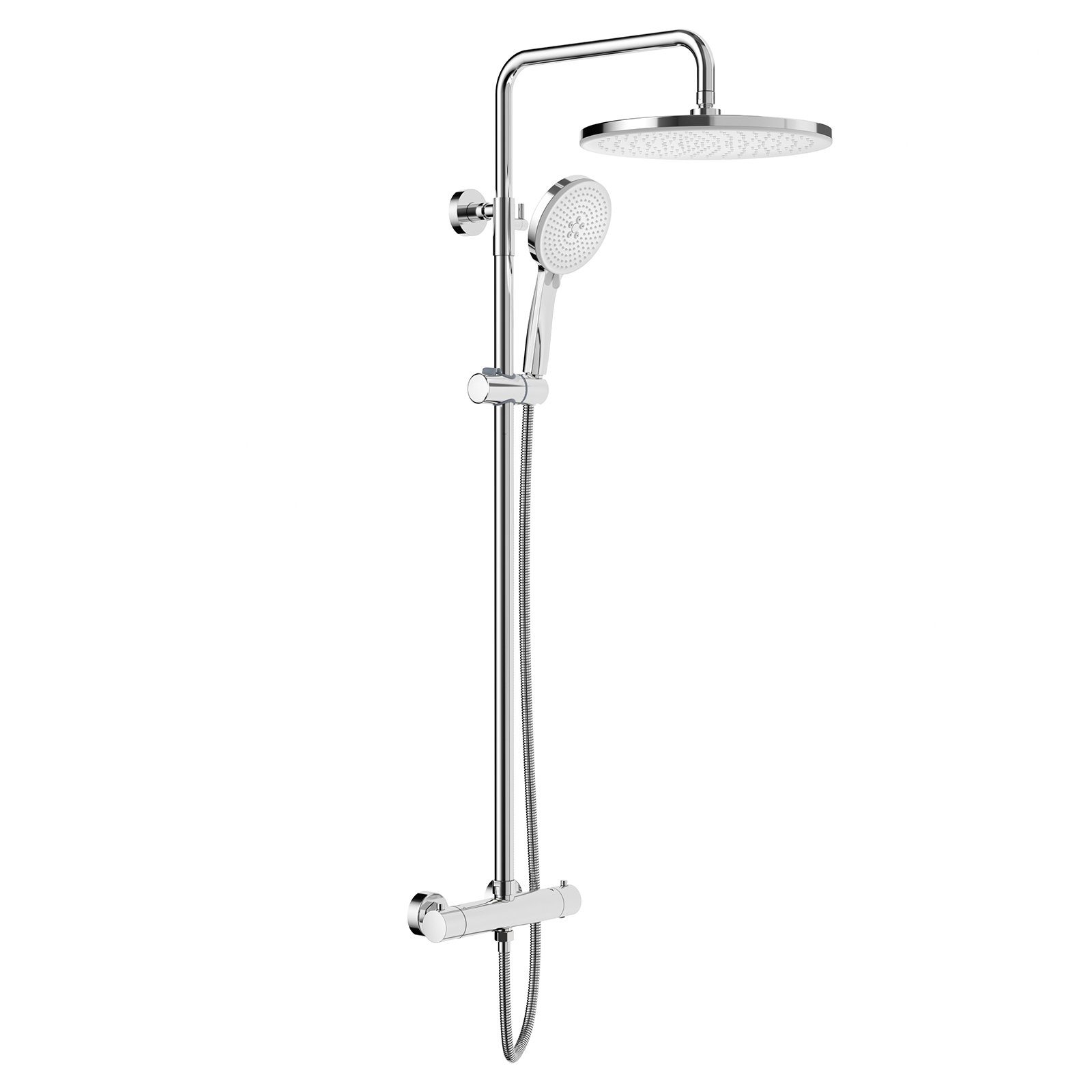 Rainsworth Duschsystem mit Thermostat, 3 Strahlart(en), komplett-set, 92-126 cm Duschstangen Edelstahl Duschamaturenset Wassersparend