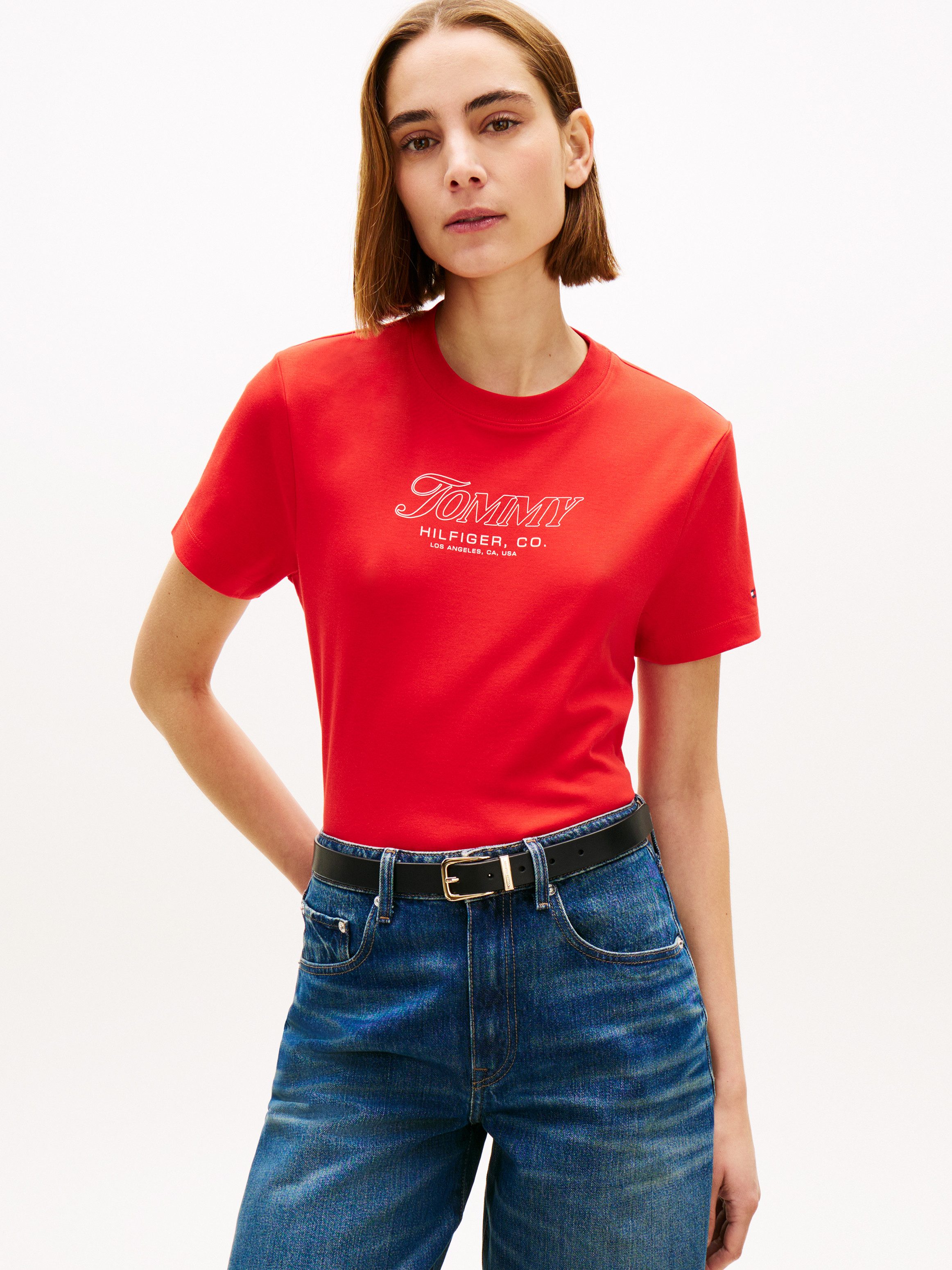 Tommy Hilfiger Kurzarmshirt TILT GRAPHIC REG C-NK SS TEE mit großem Logo-Print