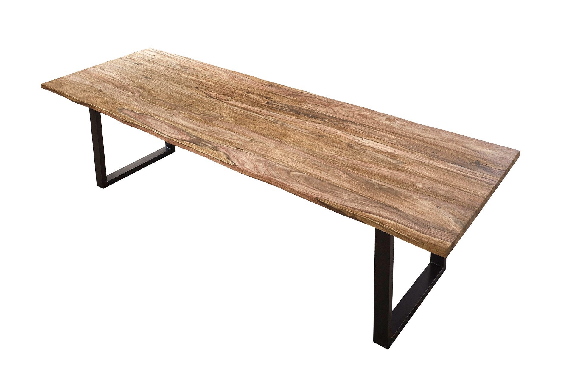 SAM® Baumkantentisch Giant_U, Akazienholz, echte Baumkante, Metallgestell U-Form, bis 3m lieferbar