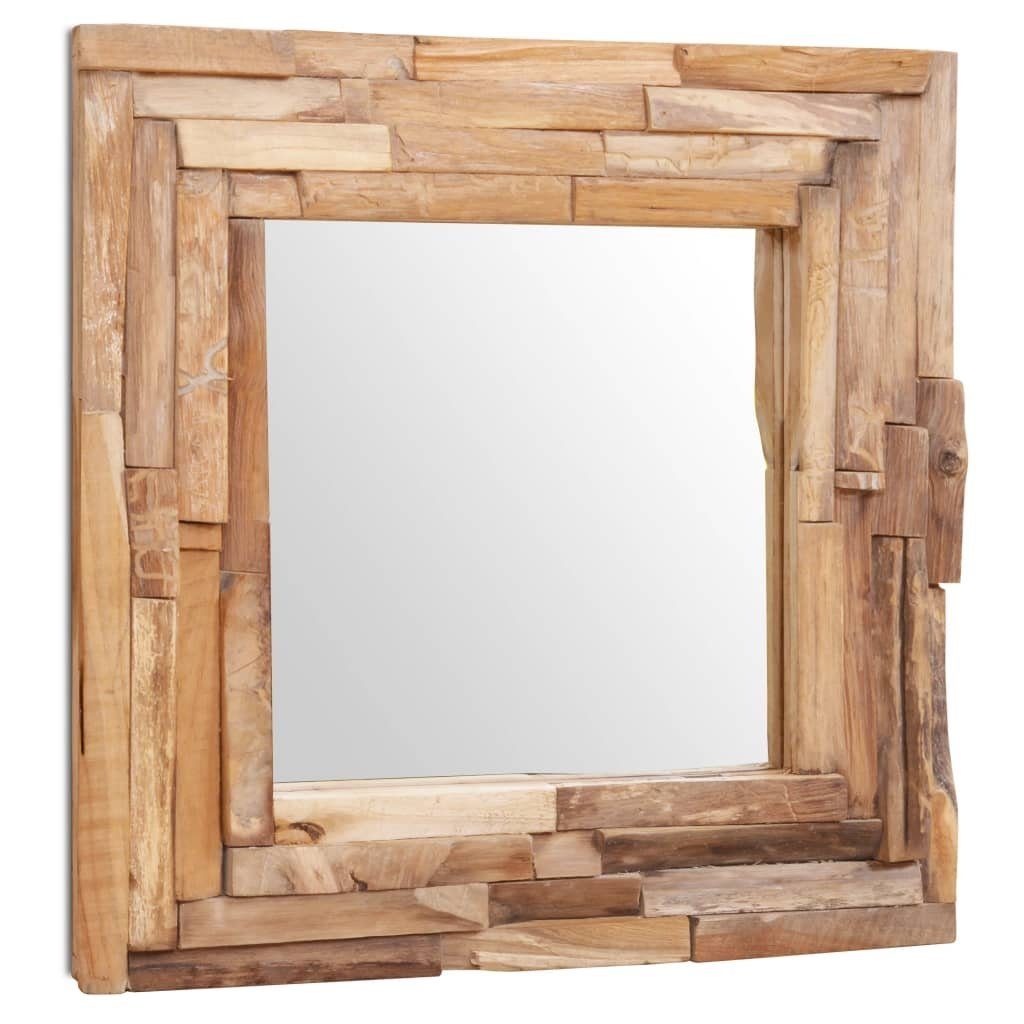 vidaXL Spiegel Dekorativer Spiegel Teak 60 cm 60 x Quadratisch (1-St)