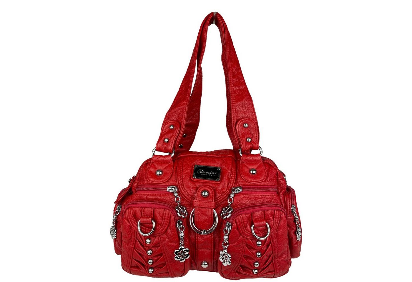 Taschen4life Schultertasche klassische Damen Handtasche (Schultertasche) mit Nieten AKW22032, viele Fächer, verstellbarer abnehmbarer Schulterriemen