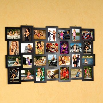 Melko Bilderrahmen Bildergalerie Bilderrahmen für 28 Fotos 10x15cm Fotorahmen in Schwarz Rahmen Collage, für 28 Bilder (Stück), Fotorahmen, Collage, Schwarz