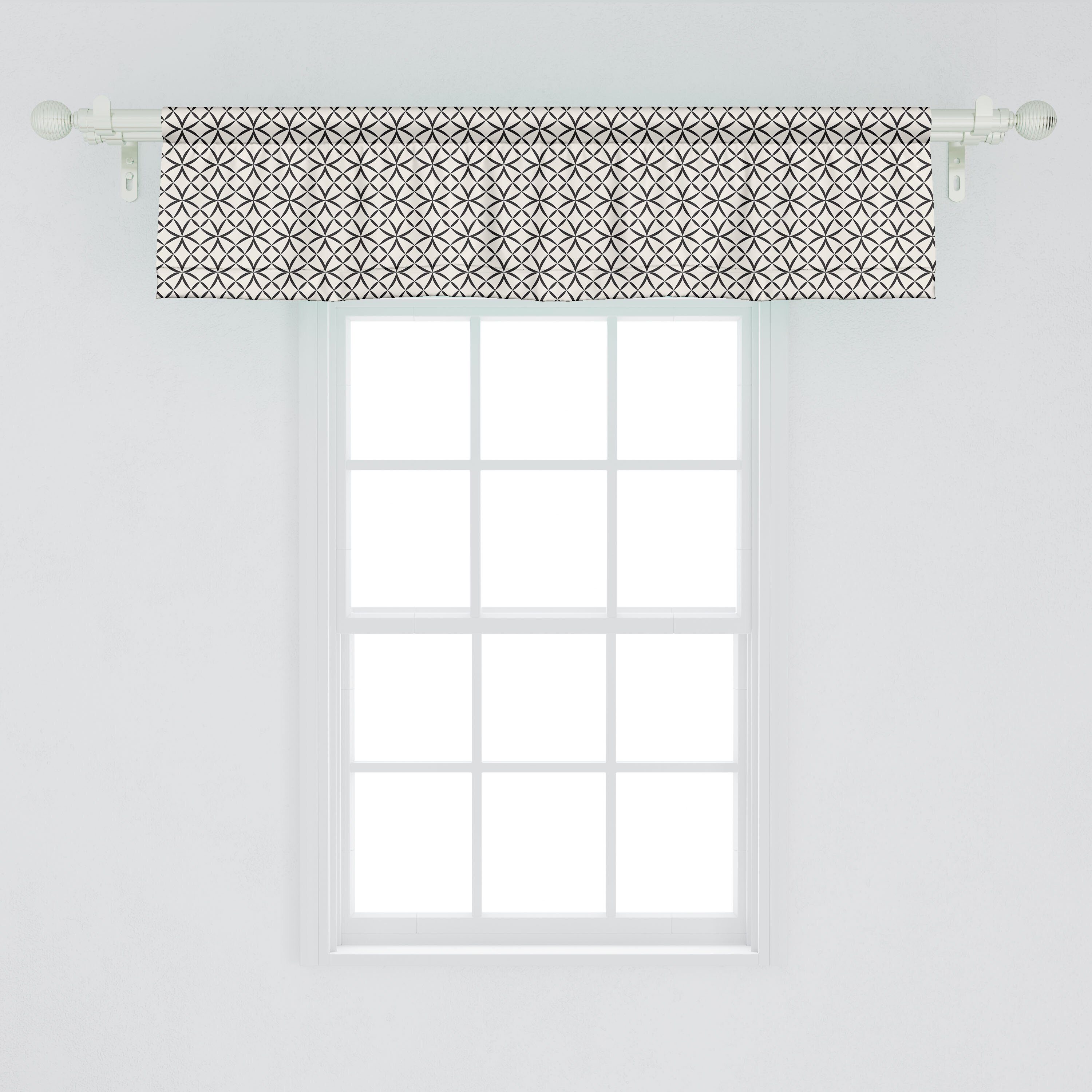 Runde Schlafzimmer Dekor mit Küche Stangentasche, für viktorianisch Komplizierte Microfaser, Geometrische Scheibengardine Abakuhaus, Volant Vorhang