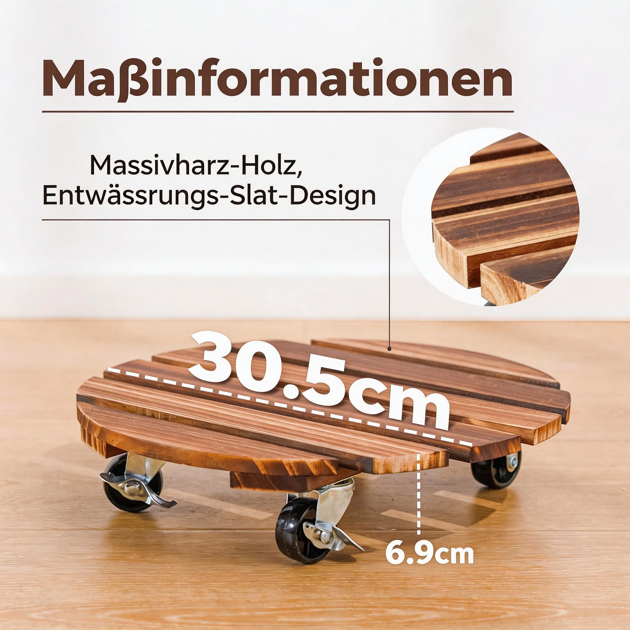 Bamworld Pflanzenroller mit Rollen, robust für schwere Pflanzen, 30,5 cm, Indoor & Outdoor, (2-St), 360° drehbar mit Bremse, Tragfähigkeit 109 kg