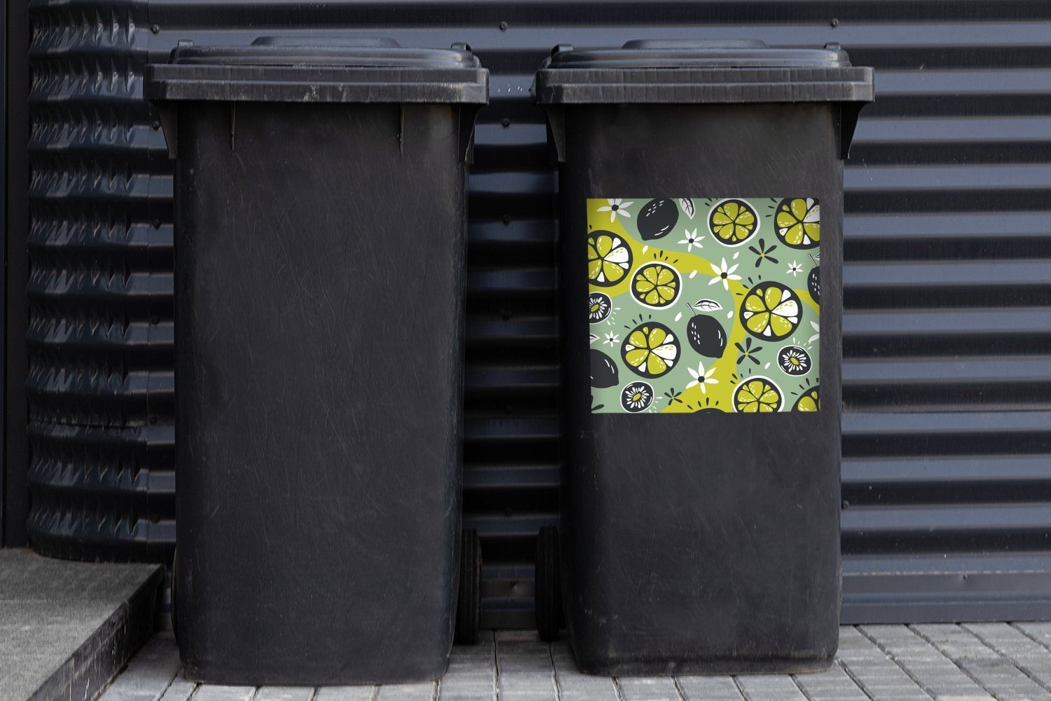 MuchoWow Wandsticker Sommer - Obst Container, Mülltonne, - Mülleimer-aufkleber, Blumen (1 Abfalbehälter St), Sticker