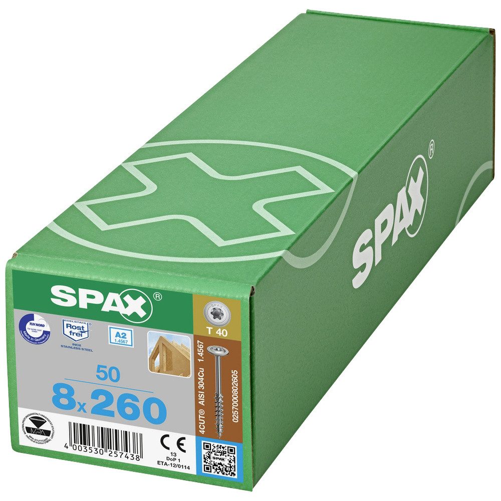 Thumbnail - SPAX Schraube SPAX 0257000802405 Holzschraube 8 mm 240 mm T-STAR plus Edelstahl