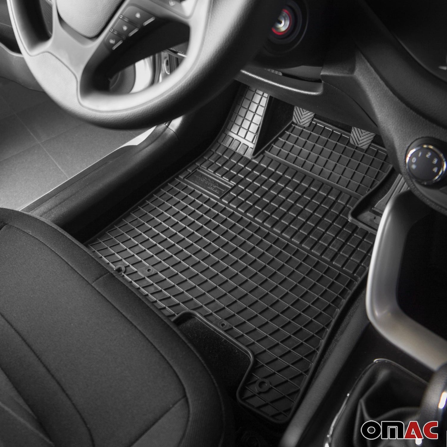 OMAC Car Floor Mats for Peugeot 2008 2019-2025, Rubber Mats, Black, 4-Piece Set (4 pcs), for Peugeot 2008 2019-2025, Anti-slip, Waterproof, Easy Installation