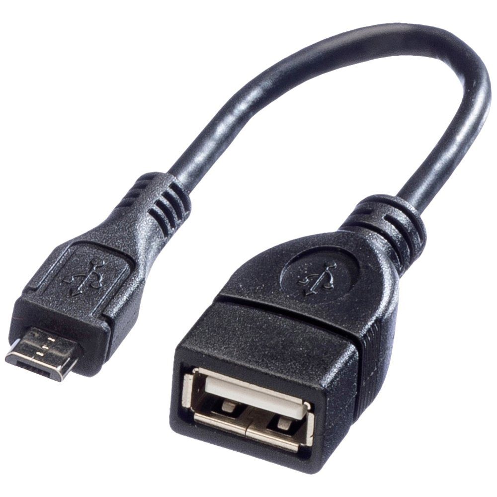 VALUE Value USB-Kabel USB 2.0 USB-Micro-B Stecker, USB-A Buchse 0.15 m Schw USB-Kabel, (15.00 cm)
