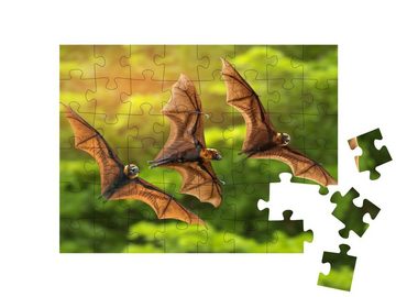 puzzleYOU Puzzle Drei fliegende Fledermäuse, 48 Puzzleteile, puzzleYOU-Kollektionen Fledermäuse