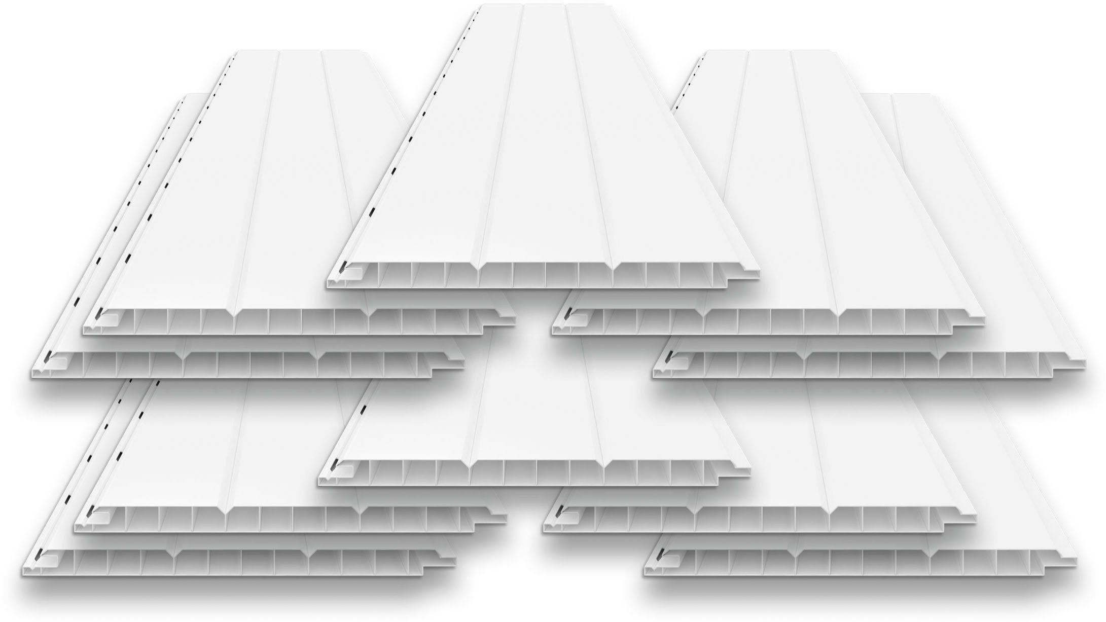 Tetzner & Jentzsch PVC-Hohlkammerprofil, (Spar-Set, 7,5 für die mit BxL: 10-tlg., Langlöchern VP cm, m) Verschraubung 3-Brett-Optik, weiß, Verkleidungspaneel 250 25x300