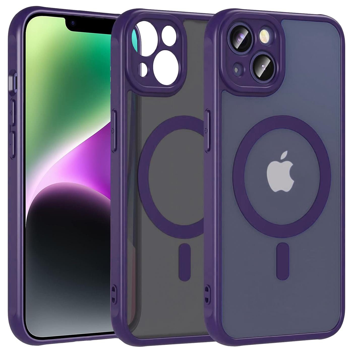 CoolGadget Handyhülle Magnet-Hülle für iPhone 14 Schutzhülle magnetisch 6,1 Zoll, Hülle Matt Stoßfest kompatibel mit Magsafe Zubehör Kameraschutz Case