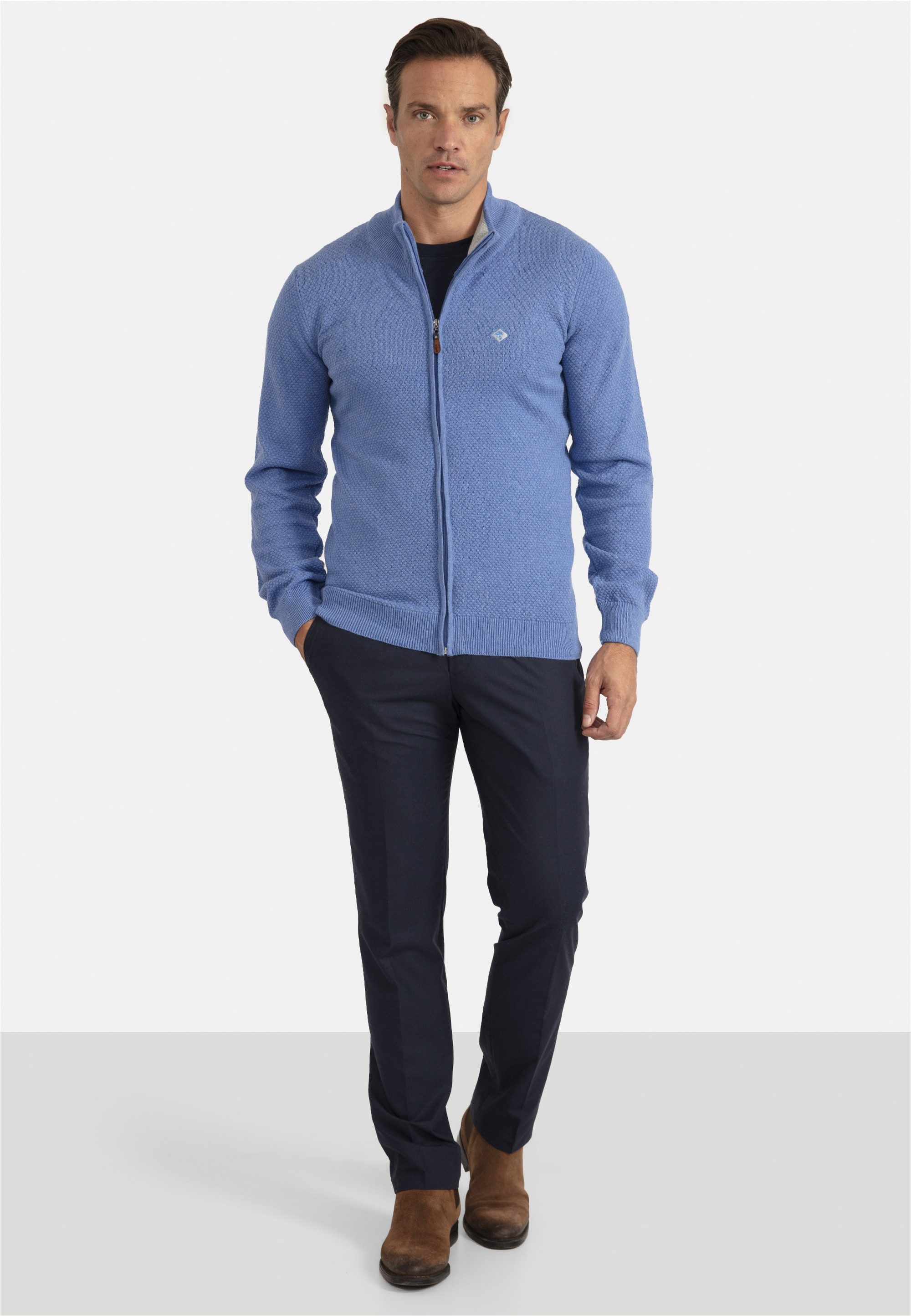 SIR RAYMOND TAILOR Strickjacke Sydney (1-tlg) mit kleinem Stehkragen