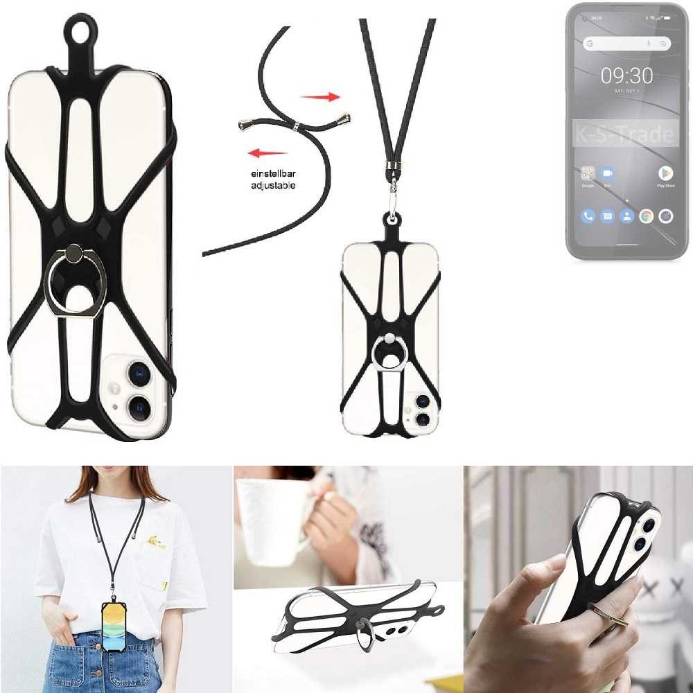 K-S-Trade Handyhülle für Gigaset GX6 Pro, 3in1 Handykette Handyband Handykordel Halsband Smartphone-Ring