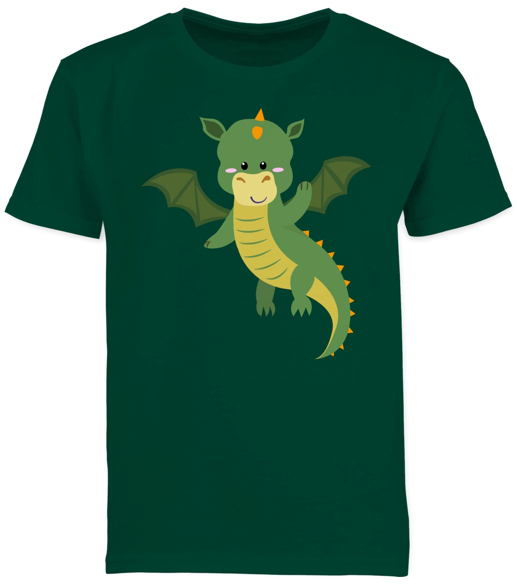 Shirtracer T-Shirt Drache Tiermotiv Print 2 Tannengrün Animal