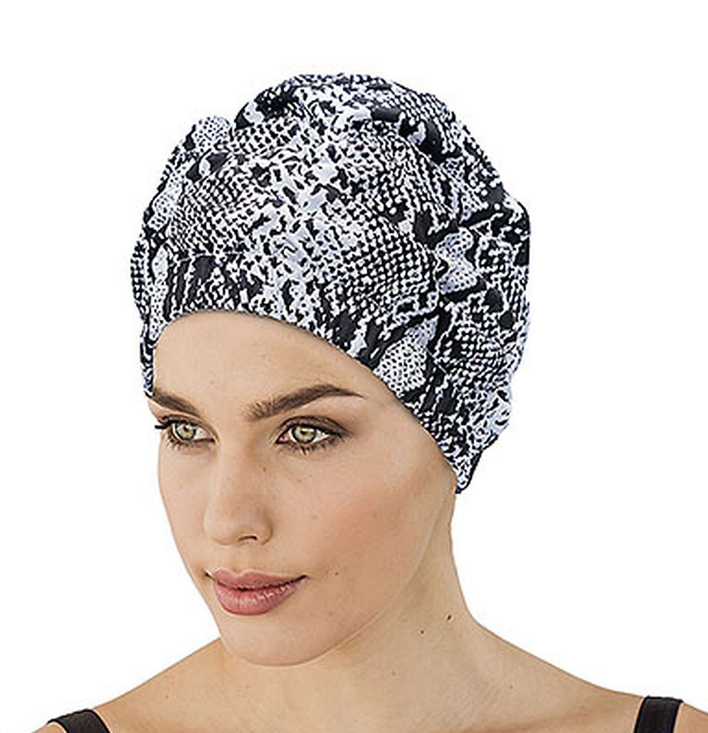 Fashy Duschhaube Duschhaube Schwarz Weiß Damen Showercap Fashy 3633-22