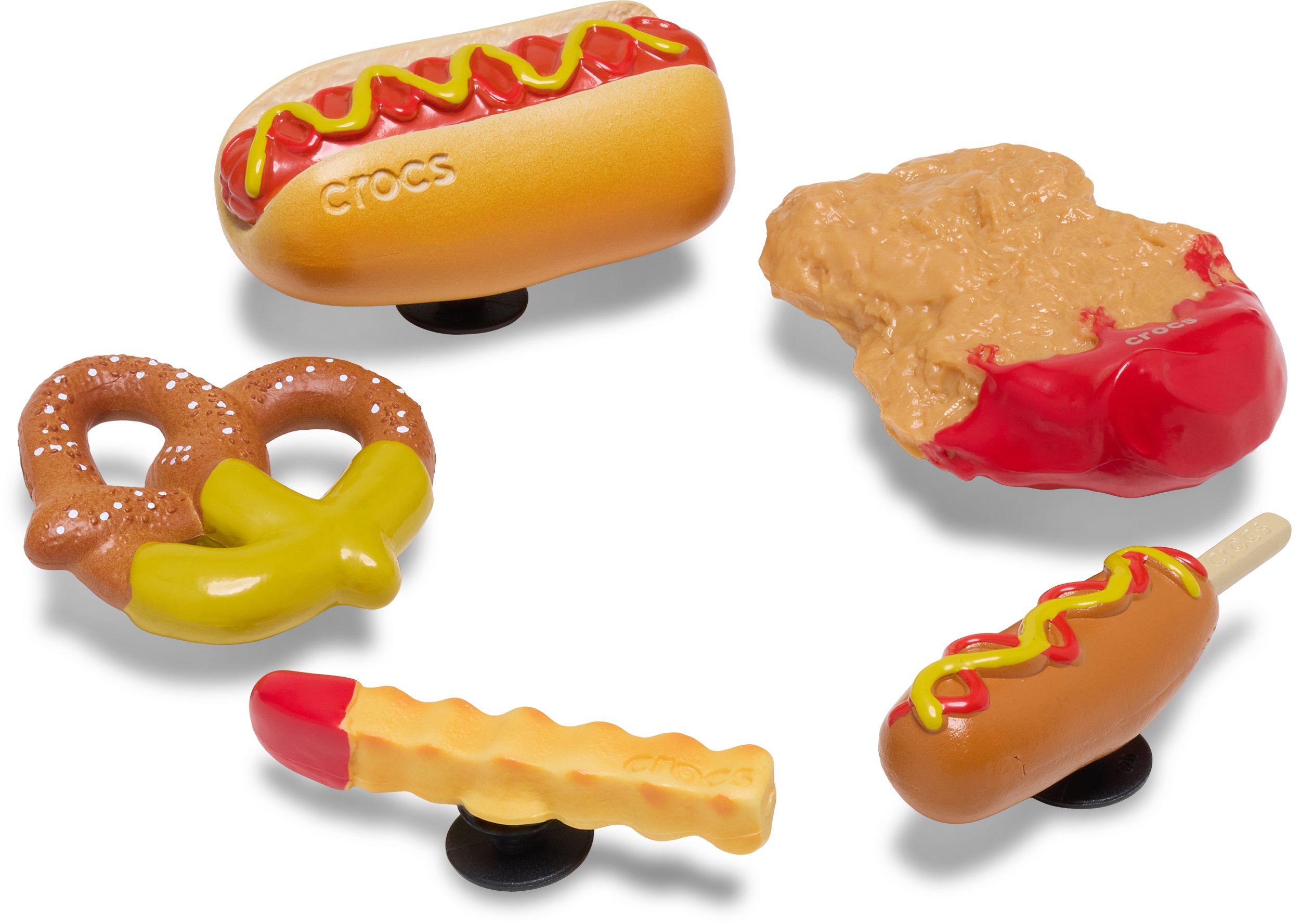 Crocs Schuhanstecker Jibbitz™ YUM Dipped Junk Food (Set, 5-tlg., Kein Spielzeug. Nicht für Kinder unter 3 Jahren geeignet), Anstecker für Crocs Schuhe mit Food Motive