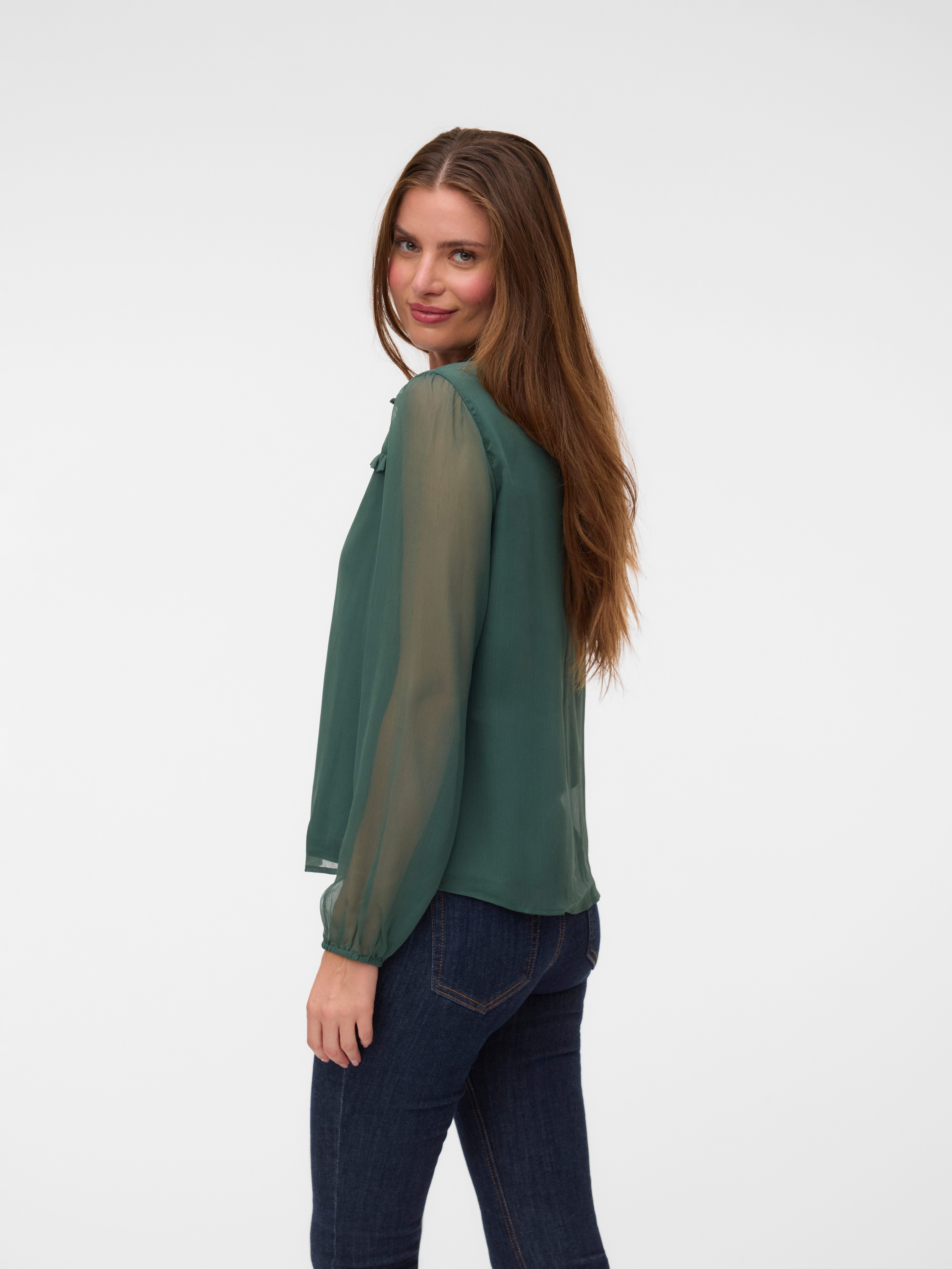 Vero Moda Chiffonbluse VMMILLA LS TOP WVN GA NOOS Kunstfaser, regular fit