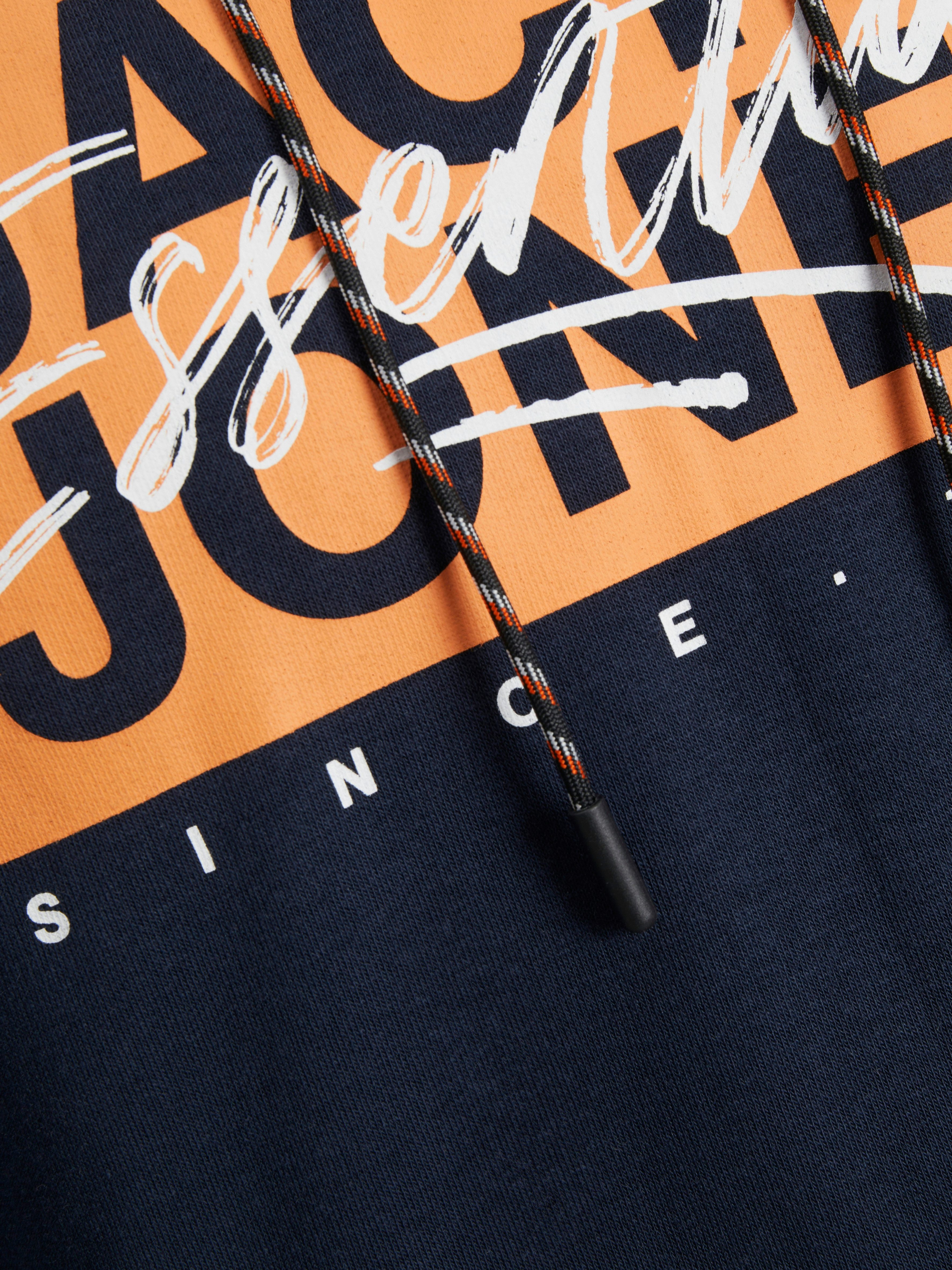 Jack & Jones Kapuzensweatshirt JJCOLTON – Sweater mit Print, Regular Fit und Materialmix bedruckt, modisch, regular fit, angeraute Sweatware, Kapuze