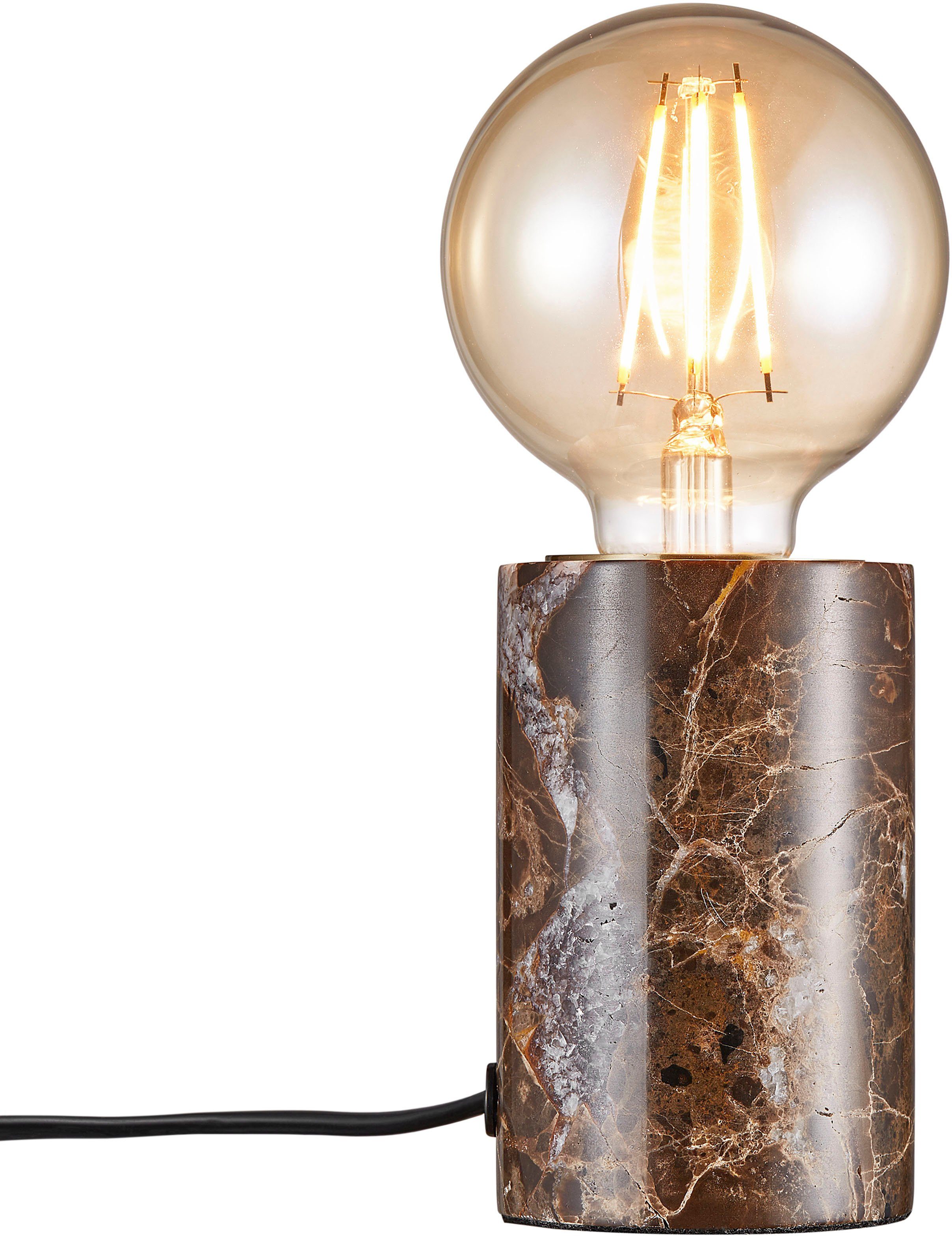 Nordlux Tischleuchte Siv Marble, ohne Leuchtmittel, Natürlicher Stil,  einzigartige Marmorstruktur, für E27 LED Leuchmittel | Tischlampen