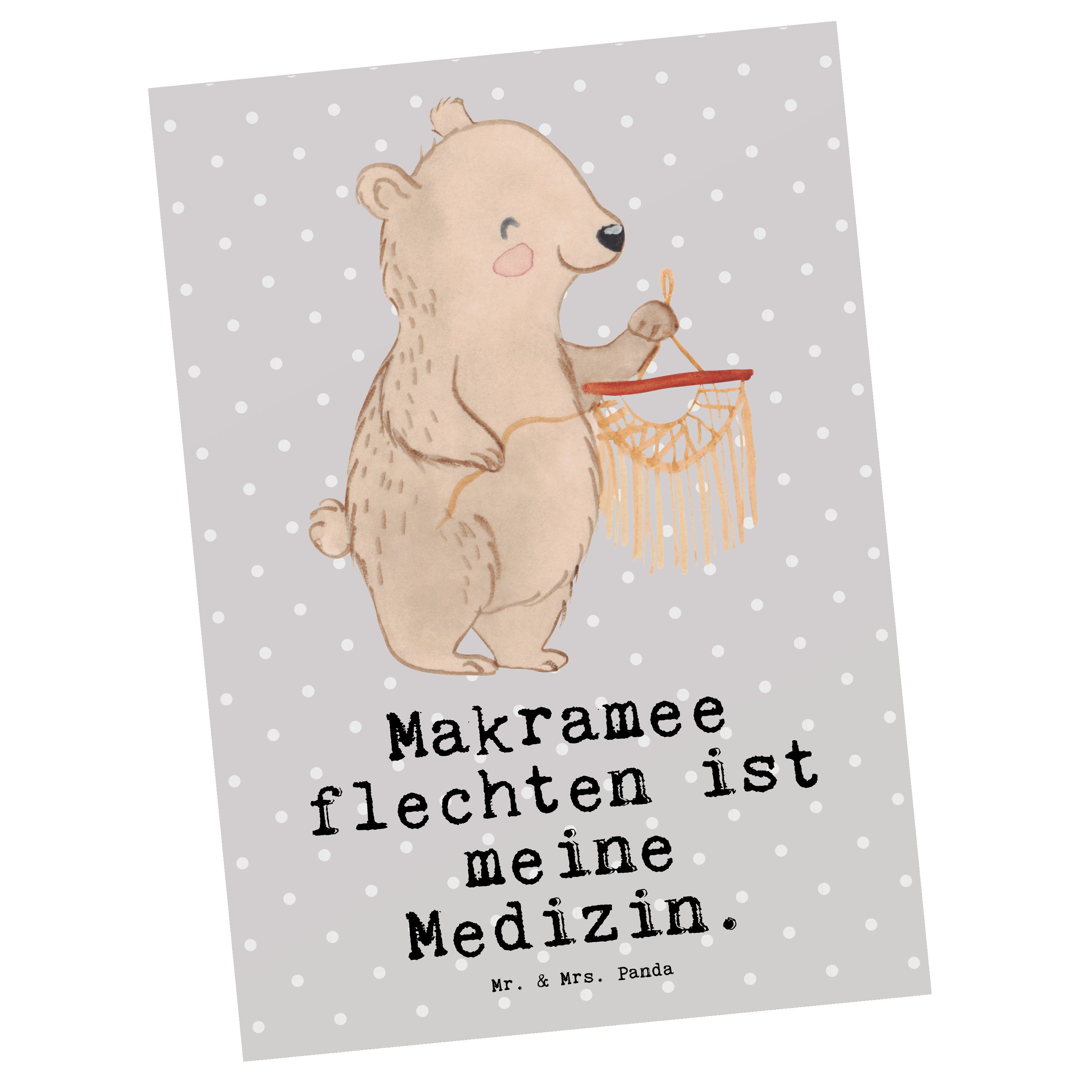 Mrs. Medizin Hobby, Pastell Ein Geschenk, - Grußkarte, Mr. - Postkarte & Makramee Grau Bär Panda
