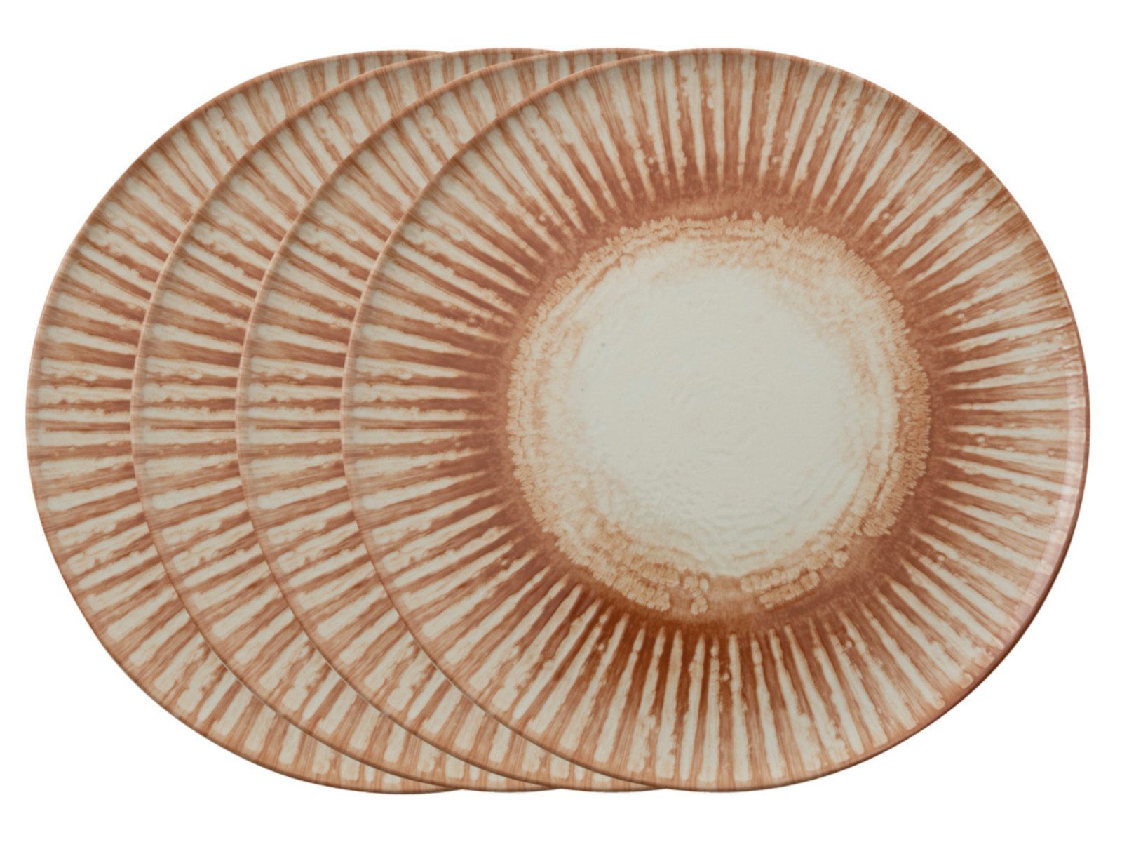 Rosenthal Teller-Set Arthur Krupp Stoneware Sunlight Red Pizzateller 32cm Set4, Steinzeug