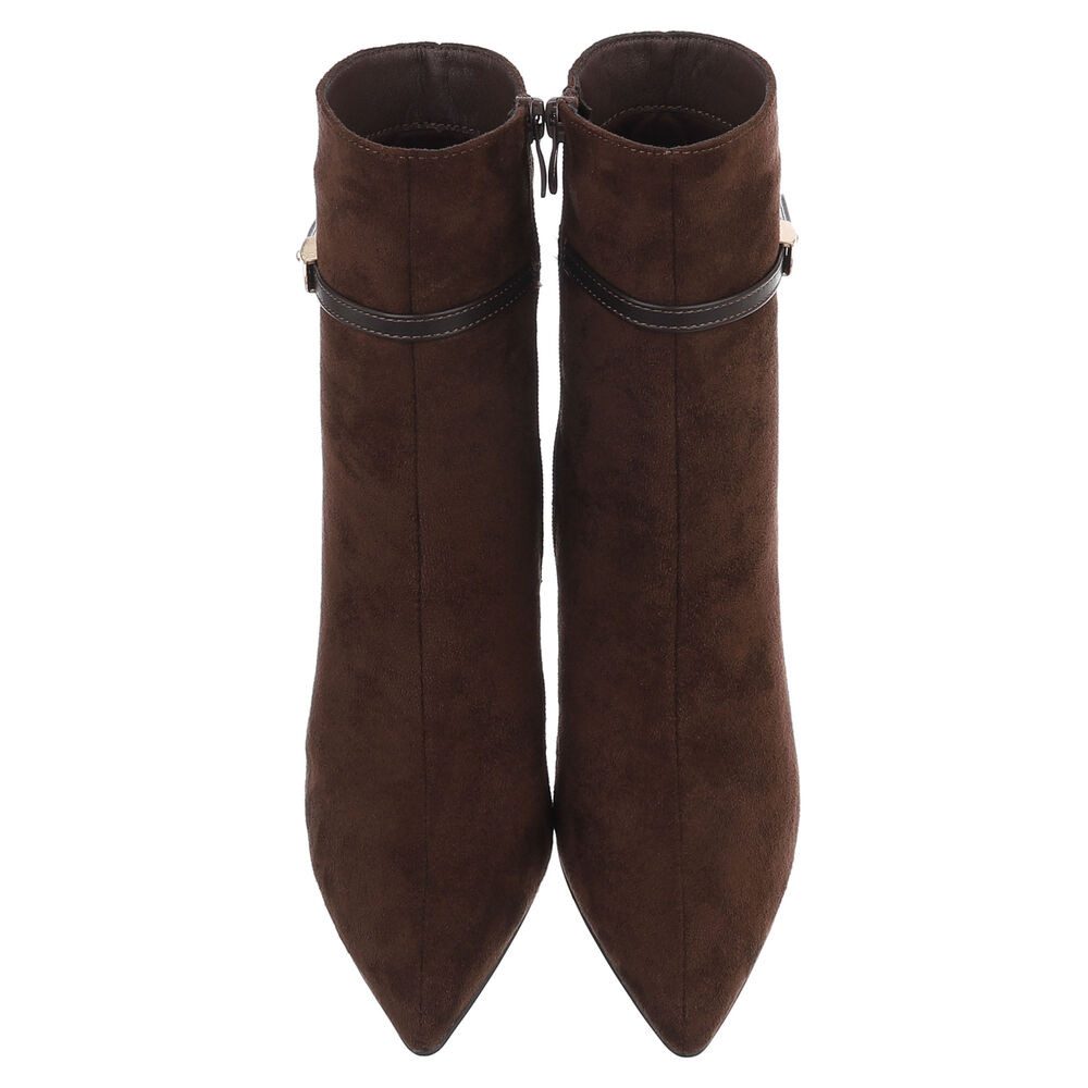 Ital-Design Damen Ankle Boots mit Stilettoabsatz und Riemen High-Heel-Stiefelette (92600651) Pfennig-/Stilettoabsatz Stiefeletten in Braun – Bild 4 von 5