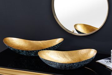 riess-ambiente Dekoschale ABSTRACT ORIENT 55cm gold (Set, 2 St), Wohnzimmer · Esszimmer · Schmuckschale · Metall · Handmade