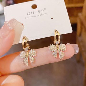 ANLÜDE Paar Ohrhänger Damen Perle Schmetterling Elegante Ohrringe 1Paar (2-tlg)