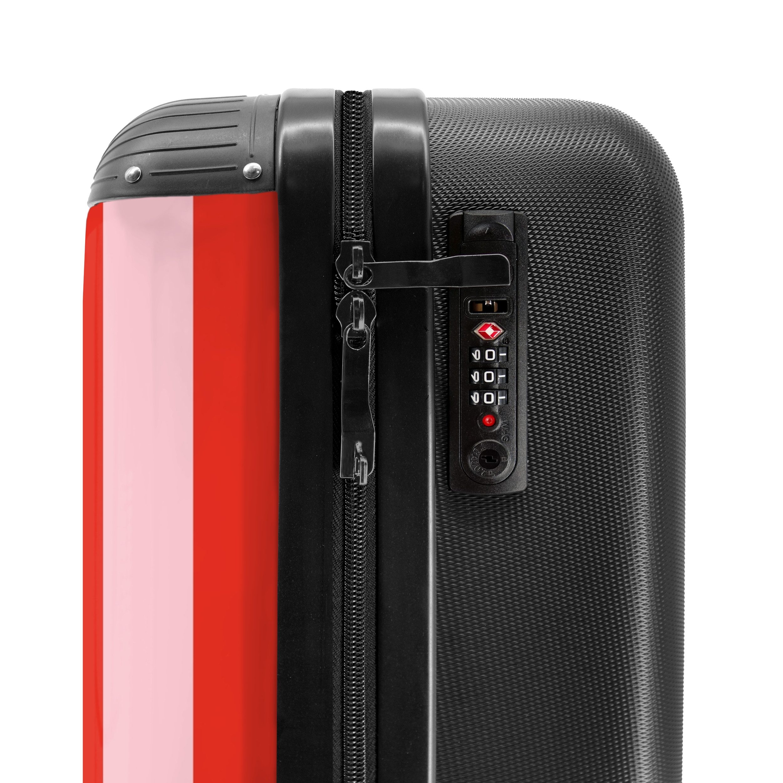 NoBoringSuitcases.com© Hartschalen-Trolley Rote und rosa Streifen mit dem Zitat "la dolce vita". 55x35x20cm, Handgepäck Koffer & Trolleys, Luggage, Reisekoffer  – Bild 5 von 5
