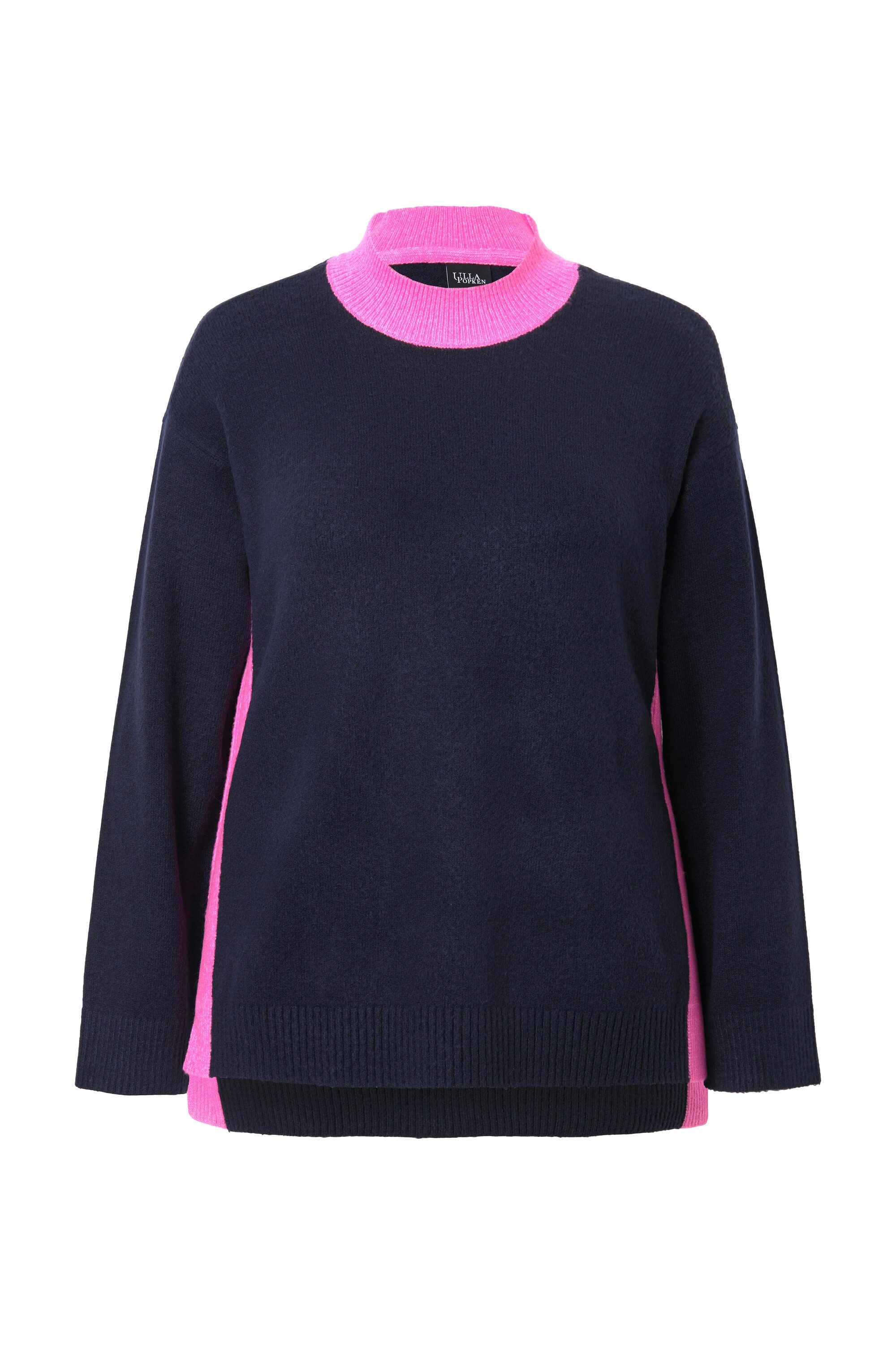 Ulla Popken Strickpullover Pullover Farbkontrast Stehkragen Langarm günstig online kaufen