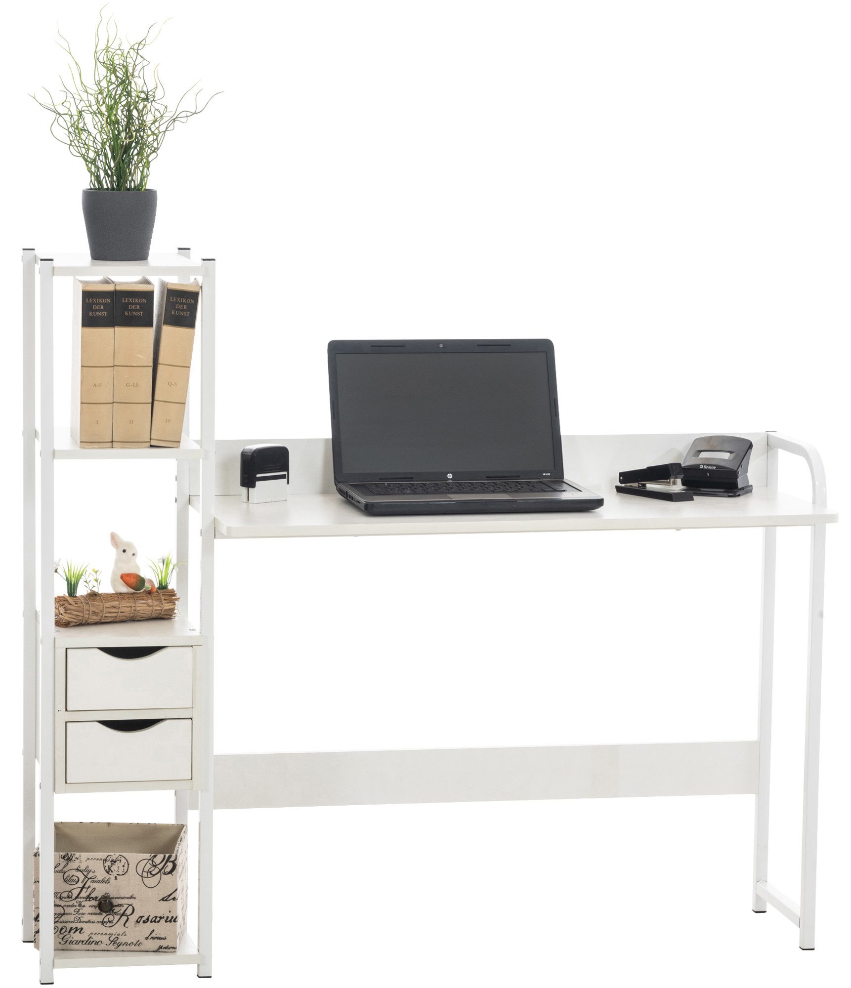 furnicato Schreibtisch Widnes 124x40x111 cm weiß/weiß (1-St)