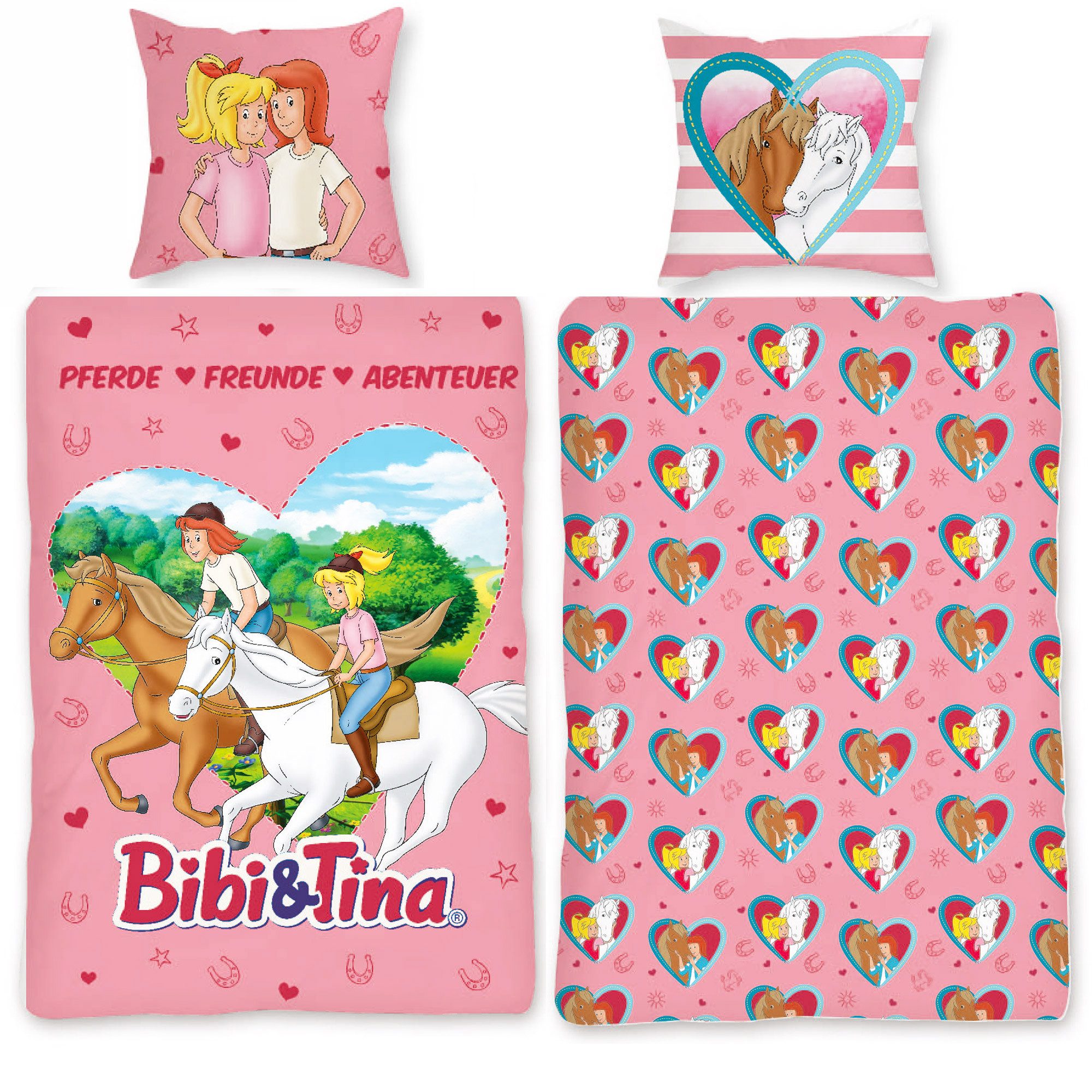 BERONAGE Kinderbettwäsche Bibi und Tina Herz Bettwäsche Linon / Renforcé, B günstig online kaufen