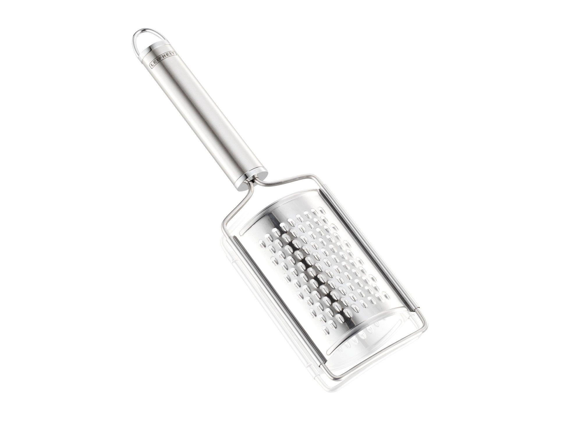 Leifheit Muskatreibe Muskatreibe Edelstahl, Edelstahl, (1-St), Edelstahl, ovale Griffform, Aufhängeöse, auch für Parmesan, Ingwer etc
