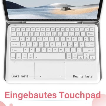 Tisoutec Tastatur Hülle für iPad Pro 12.9 mit Touchpad 2022/2021/2020/2018 iPad-Tastatur (Kabellose Beleuchtete QWERTZ Tastatur für iPad 12.9(6/5/4/3.Generation)