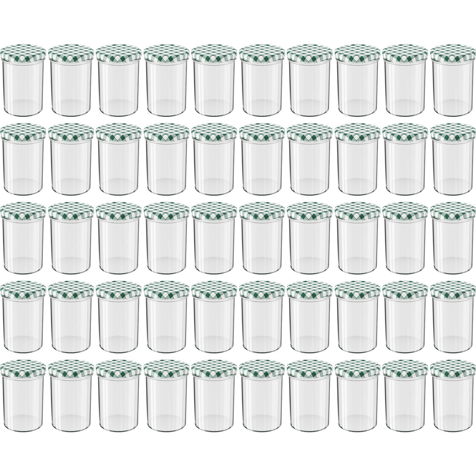 Wellgro Vorratsglas Einmachgläser Schraubdeckel grün kariert - 435 ml, (50-tlg)