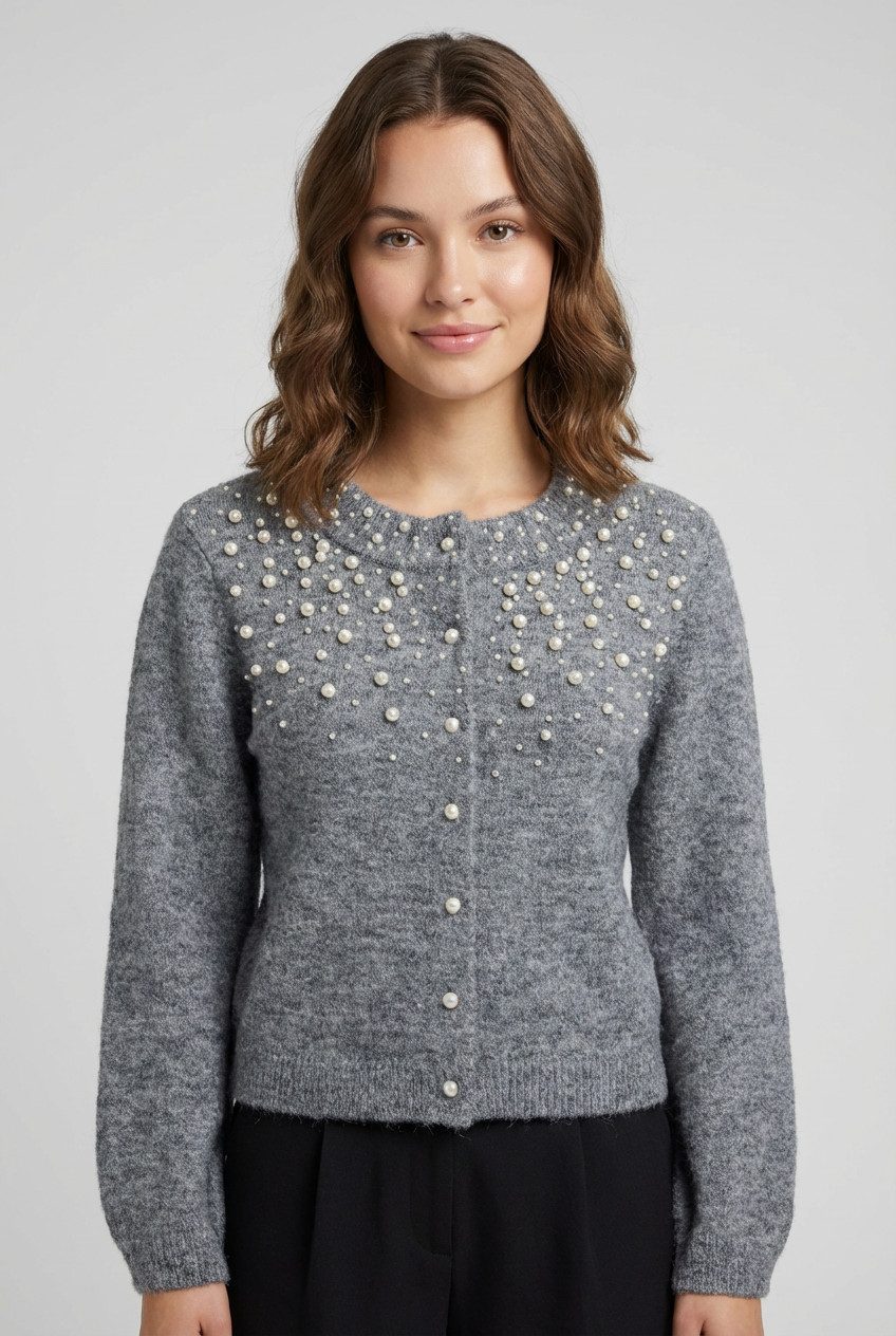 ONLY Strickjacke ONLMIGGIE LS O-NECK PEARL CARDIGA EX KNT mit Zierperlen Ap günstig online kaufen