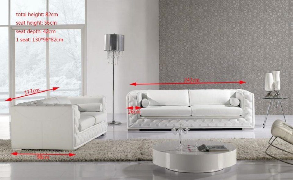 3+2+1 Neu Sofa Ledersofa Couch Polster, Sofa Sitzer JVmoebel in Made Europe Wohnlandschaft Design