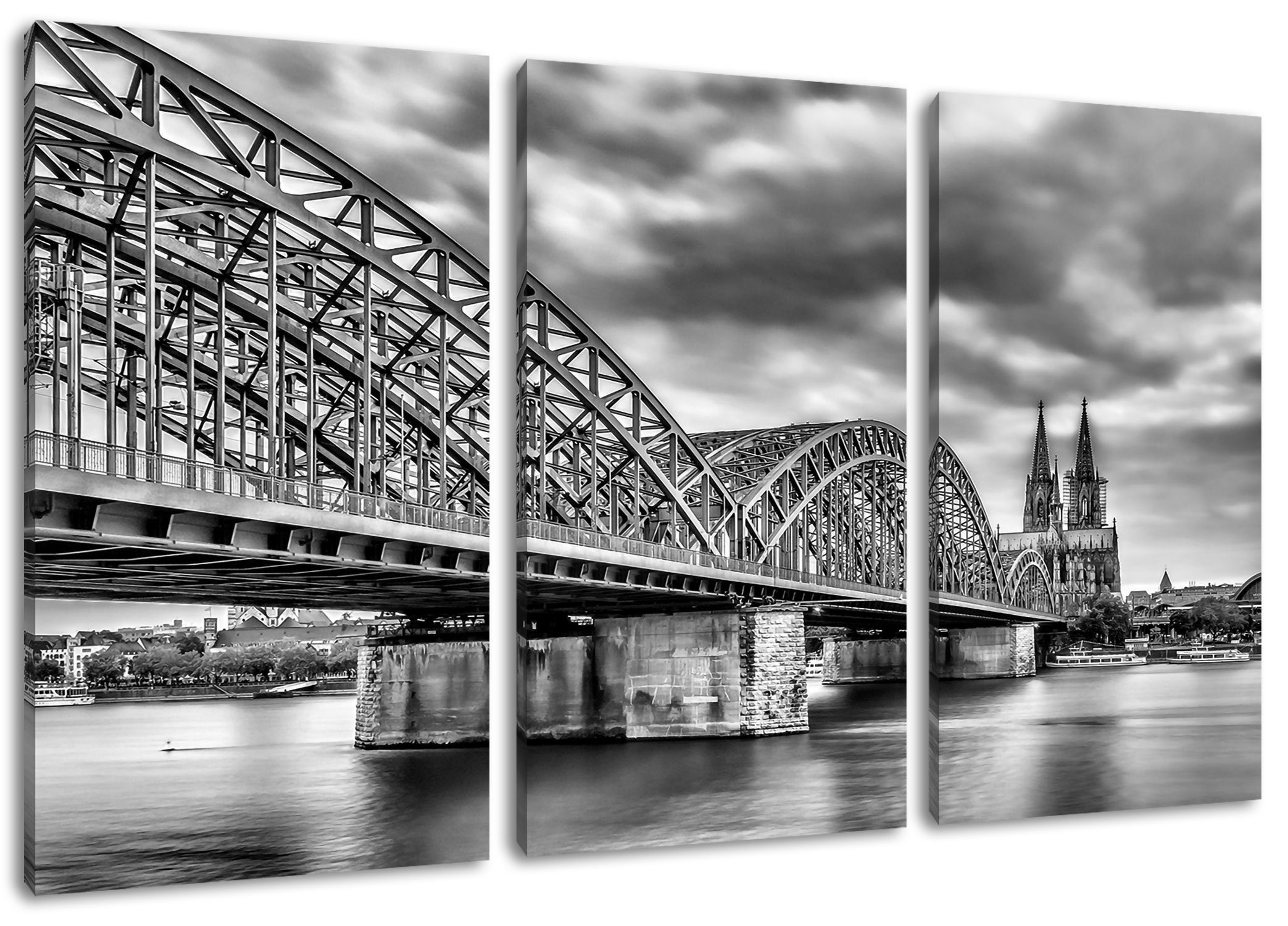 Pixxprint Leinwandbild Hohenzollernbrücke in Köln, Hohenzollernbrücke in Köln 3Teiler (120x80cm) (1 St), Leinwandbild fertig bespannt, inkl. Zackenaufhänger