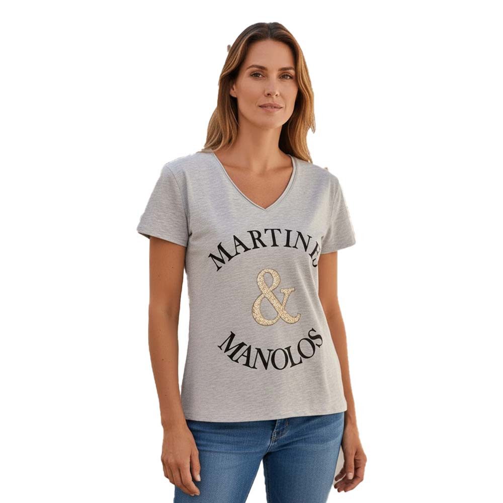 Miss Goodlife T-Shirt T-Shirt MG13833 "Martinis Manolos“ – Grau meliert mit günstig online kaufen