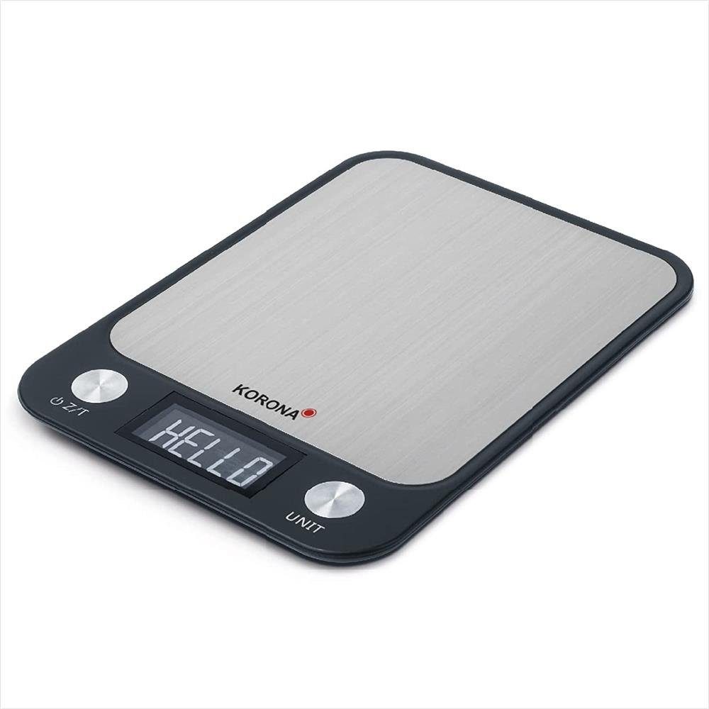 KORONA Küchenwaage 70250 LEA, digitale Waage, schwarz, silber, beleuchtet, LCD Display