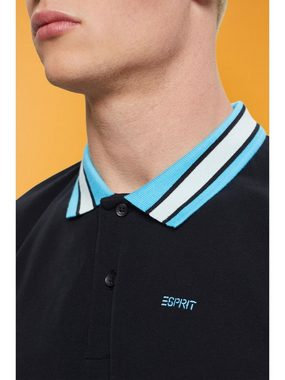 Esprit Poloshirt Poloshirt aus Baumwoll-Piqué mit Streifenkragen